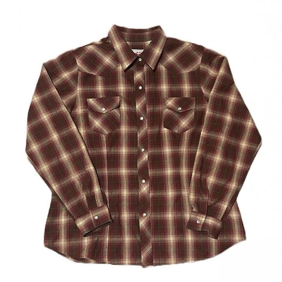 Roper Men's Red Plaid Long Sleeve‎ Pearl Snap Button-Up Western Shirt Size XL - Picture 1 of 10